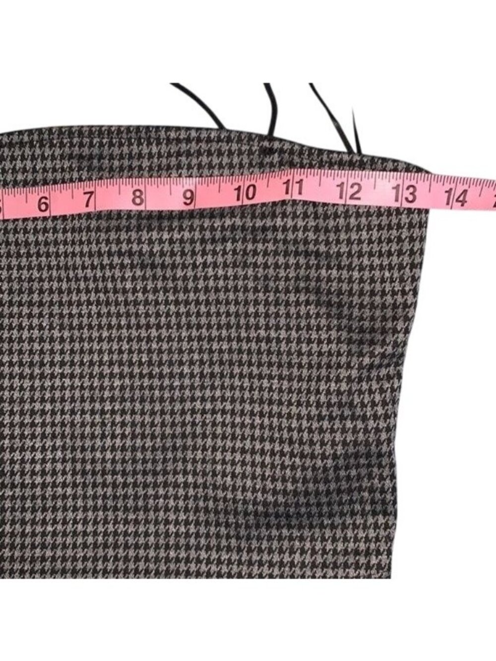 Houndstooth Cropped Tank Top With Spaghetti Straps  Small  Bear Dance  Cotton Bl - Picture 4 of 5